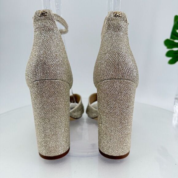 Sam Edelman Womens Yancy Heeled Ankle Strap Sandals Size 10 M Silver Shimmer - Picture 12 of 16
